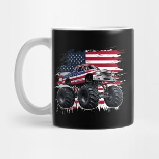 Monster Truck USA Flag American For 4th Of July Mug